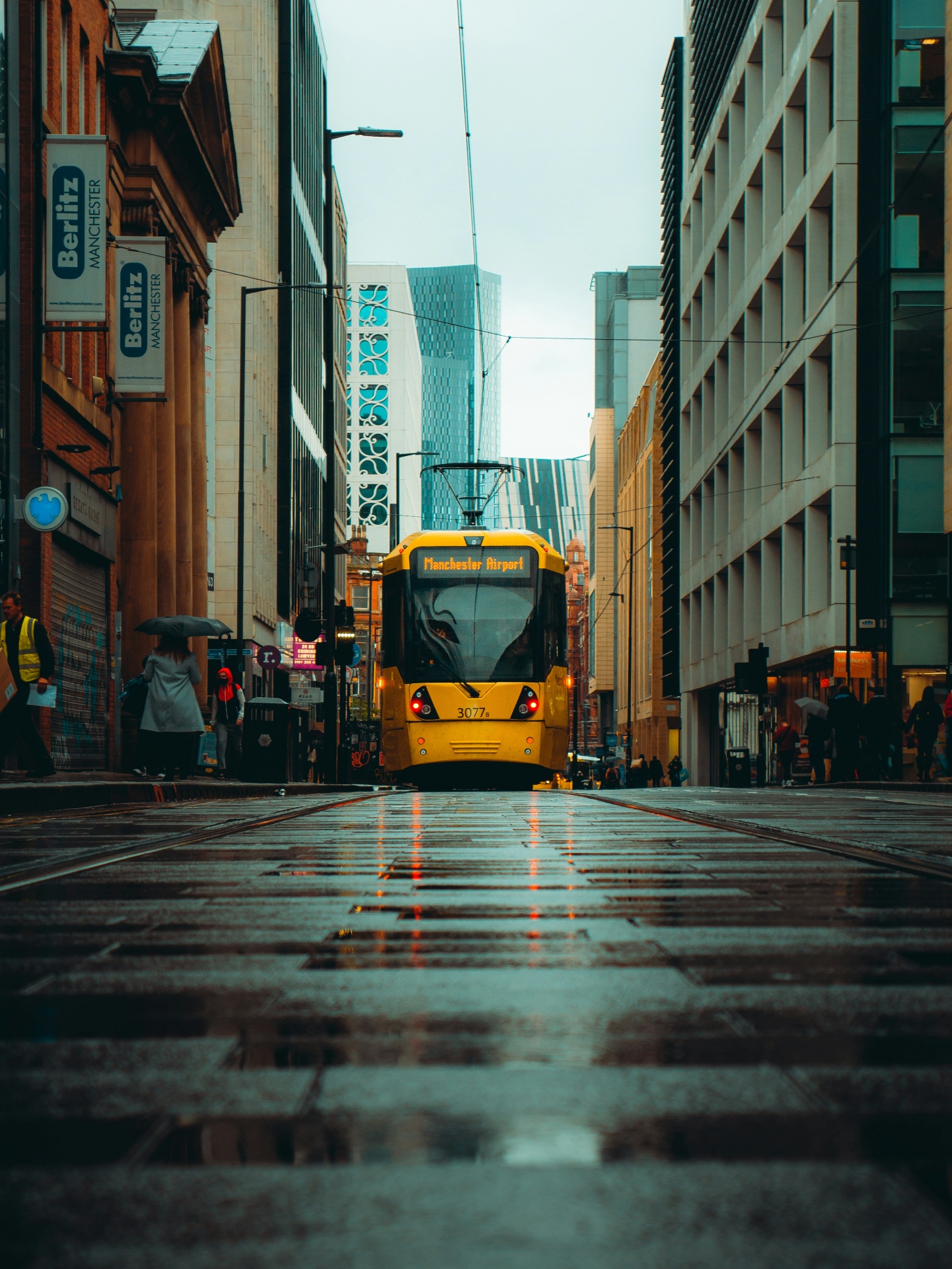 A Manchester Metrolink tram in the city centre